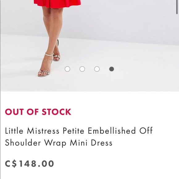Little Mistress Petite Embellished Off Shoulder Wrap Mini Dress ASOS - Picture 5 of 8